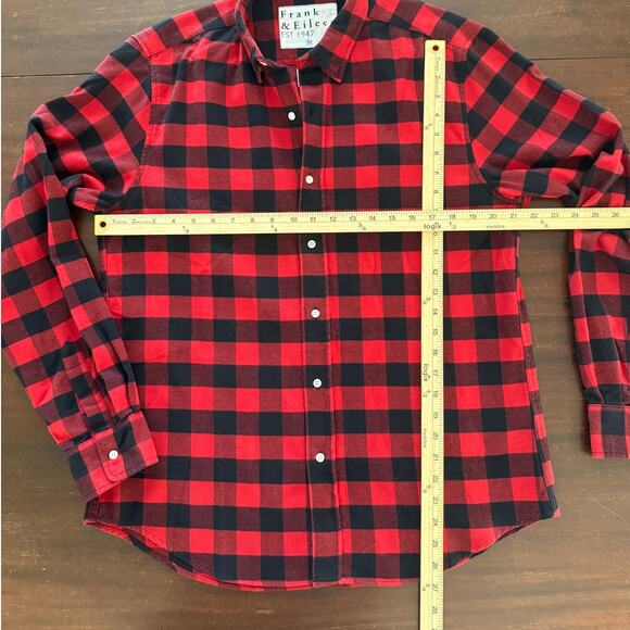 Frank & Eileen | Red & Black Finbar Button Up Flannel Plaid Shirt | size Medium - Picture 3 of 5